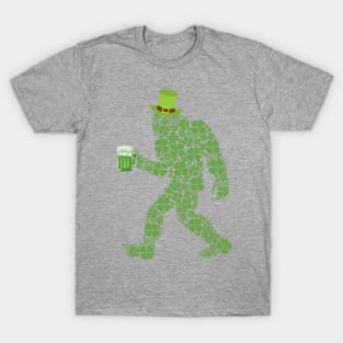 Leprechaun Bigfoot St. Patrick's Day Irish Clover T-Shirt